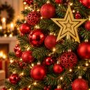 Bolas de Natal Lisas, Foscas e com Glitter - Kit 100 com Estrela