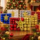Bolas de Natal com Glitter, Foscas e Lisas + Ponteira - Kit 60 ou 100