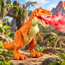 Dinossauro T-Rex de Brinquedo que Anda com Som, Luz e Efeito de Névoa