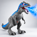 Dinossauro T-Rex de Brinquedo que Anda com Som, Luz e Efeito de Névoa