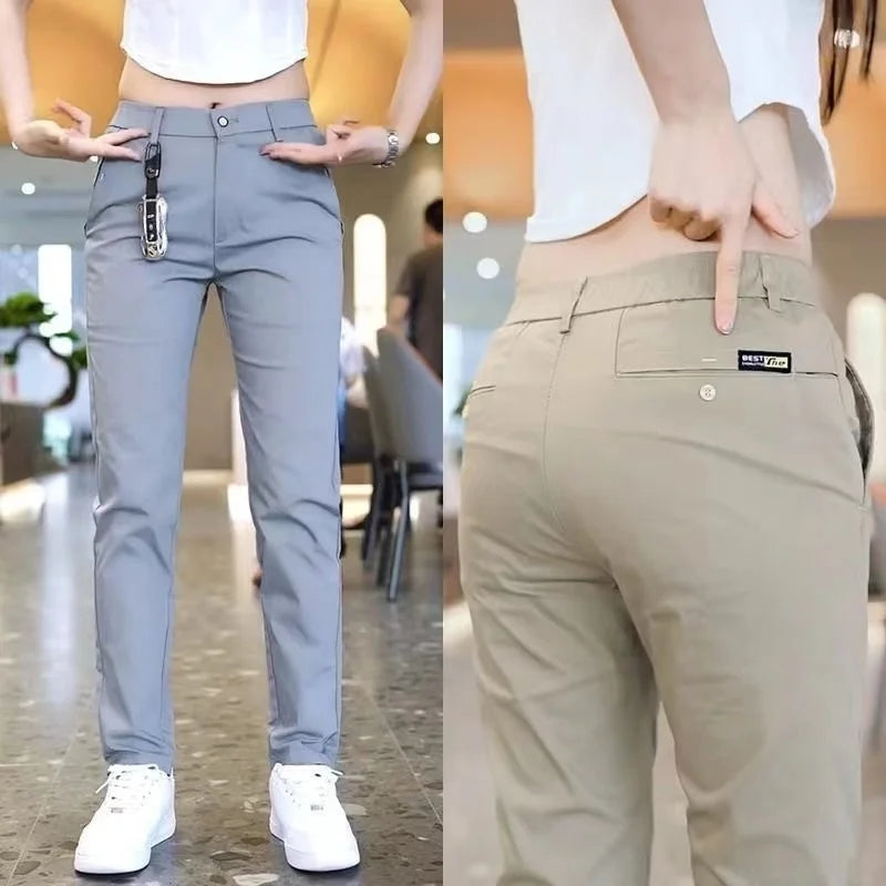 Calça Feminina Social Em Seda Gelo LuxeFit