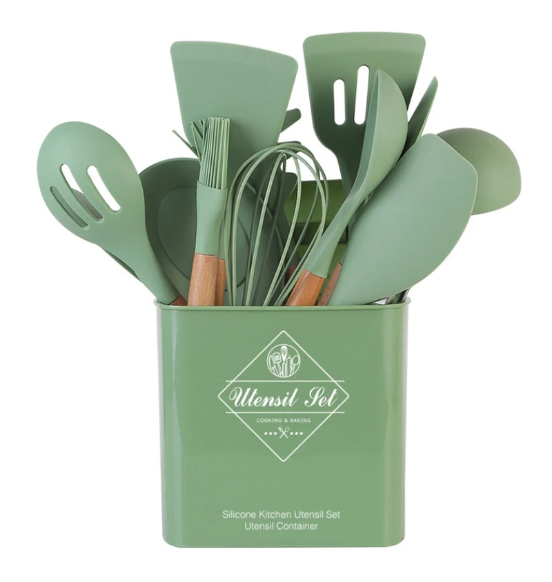 Kit de Utensílios Cozinha em Silicone Minimalista