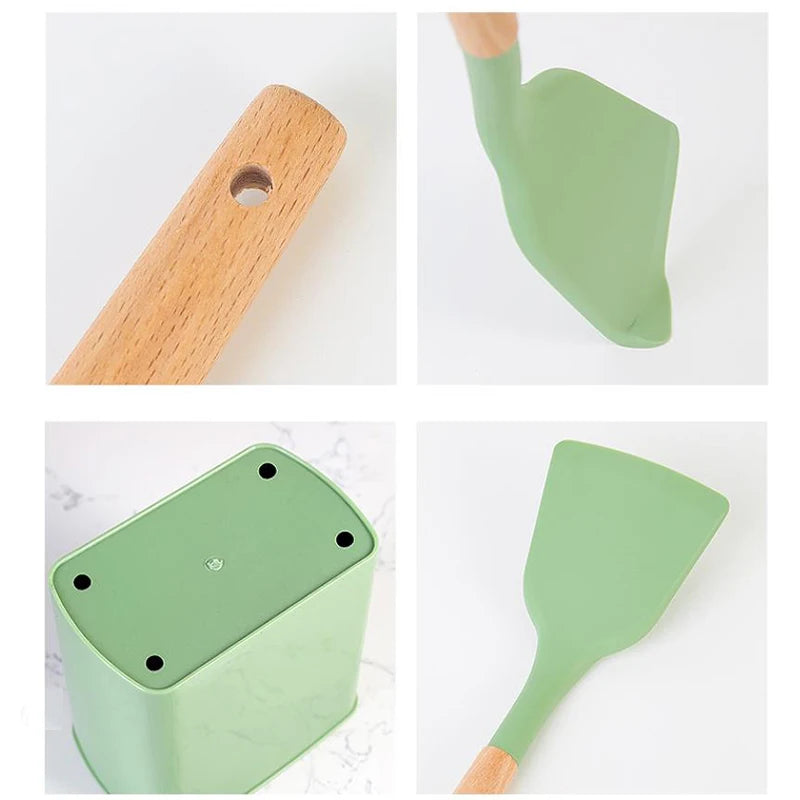 Kit de Utensílios Cozinha em Silicone Minimalista