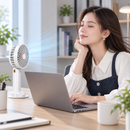 Mini Ventilador Portátil Dobrável Recarregável 5 Velocidades 3 em 1