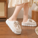 Pantufa Feminina Peluciada com Laço para Inverno