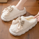 Pantufa Feminina Peluciada com Laço para Inverno
