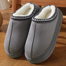 Pantufa de Couro Unissex Forrada em Lã Antiderrapante para Inverno