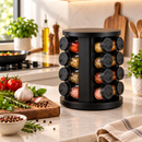 Porta Temperos Giratório 360° com 6, 9 ou 12 Potes de Vidro