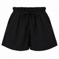 Short Feminino de Linho Cintura Alta com Elástico e Bolsos