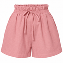 Short Feminino de Linho Cintura Alta com Elástico e Bolsos