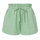 Short Feminino de Linho Cintura Alta com Elástico e Bolsos
