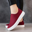 Tênis Feminino Slip On Malha Knit Sem Cadarço Casual