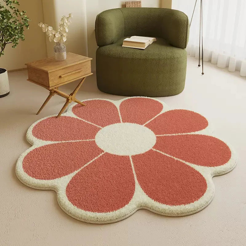 Tapete de Flor Felpudo Redondo para Decoração