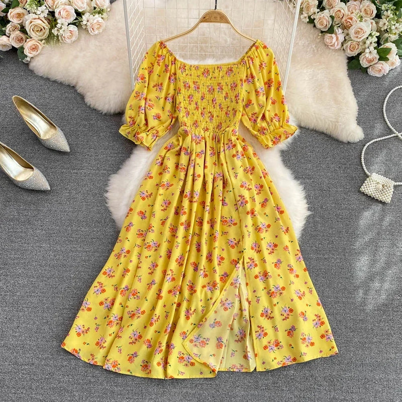 Vestido Feminino Longo Vintage Floral de Verão