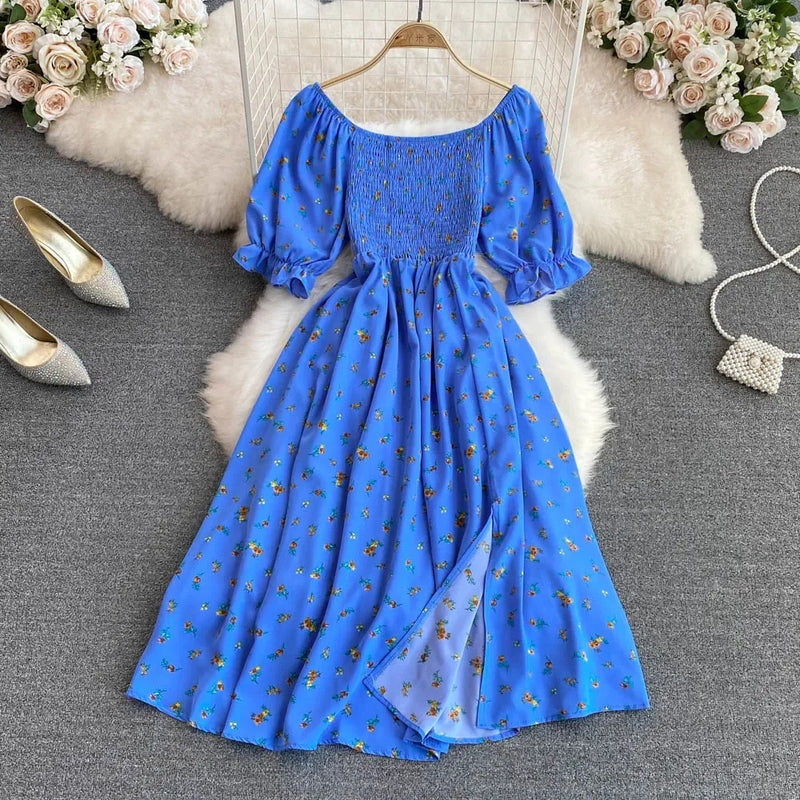 Vestido Feminino Longo Vintage Floral de Verão