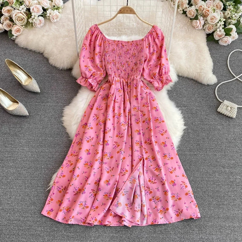 Vestido Feminino Longo Vintage Floral de Verão