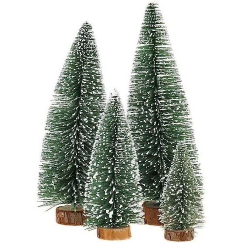 Mini Árvore de Natal, Pequeno Pinheiro com Bases de Madeira para Festa de Natal