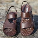 Sandália Masculino De Couro Walk Well Ortopédica