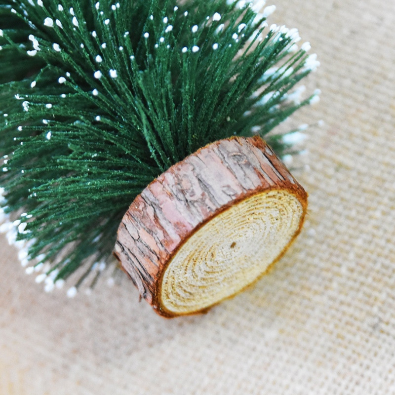 Mini Árvore de Natal, Pequeno Pinheiro com Bases de Madeira para Festa de Natal