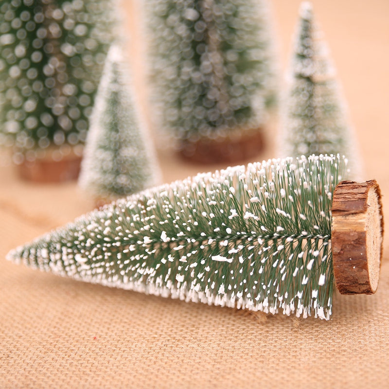 Mini Árvore de Natal, Pequeno Pinheiro com Bases de Madeira para Festa de Natal