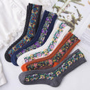 Meias Florais Bordadas a Mão Vintage | Kit 5 Pares
